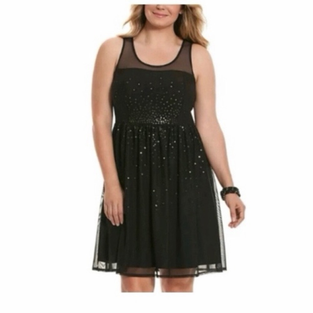 Lane‎ Bryant Illusion Sequin Chiffon Dress